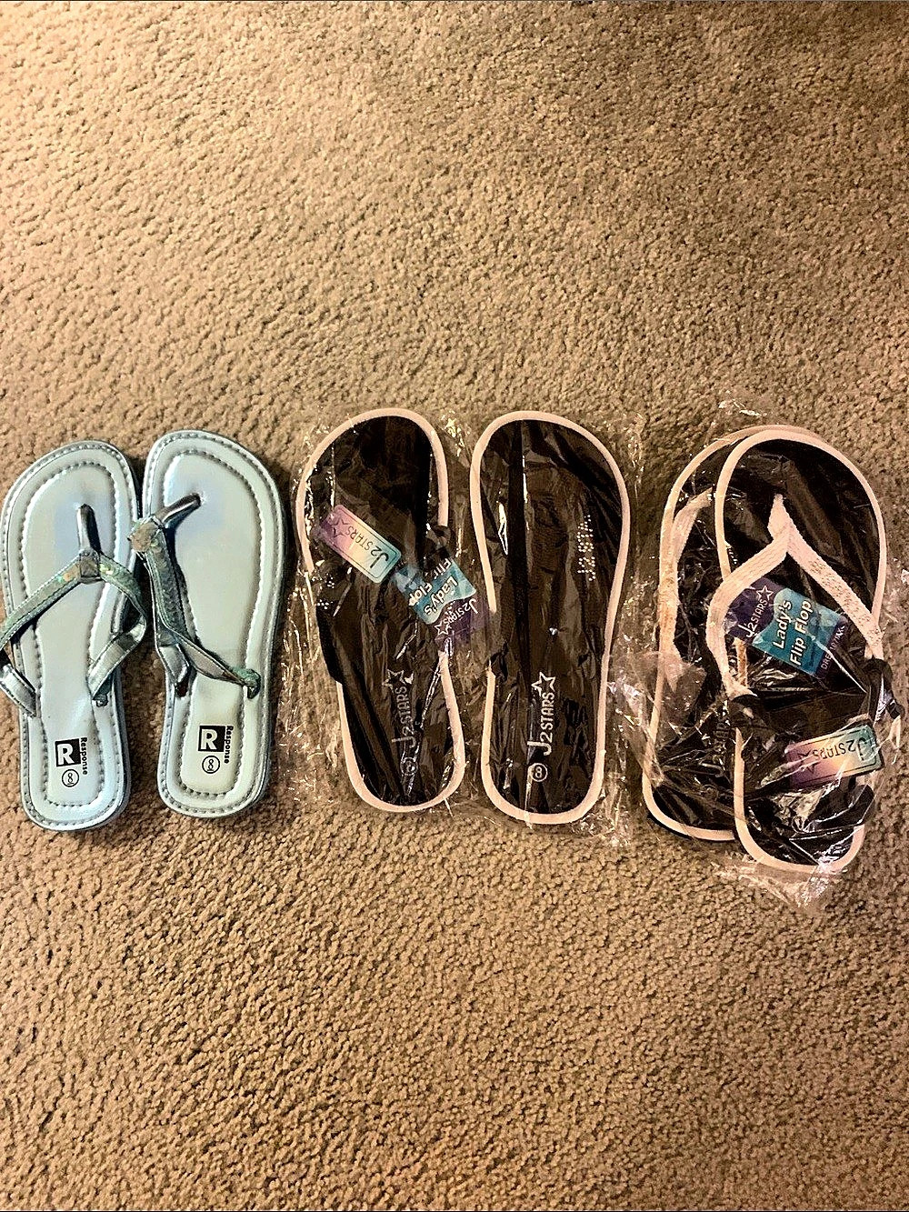 3 Pairs of Size 8 Flips Flops